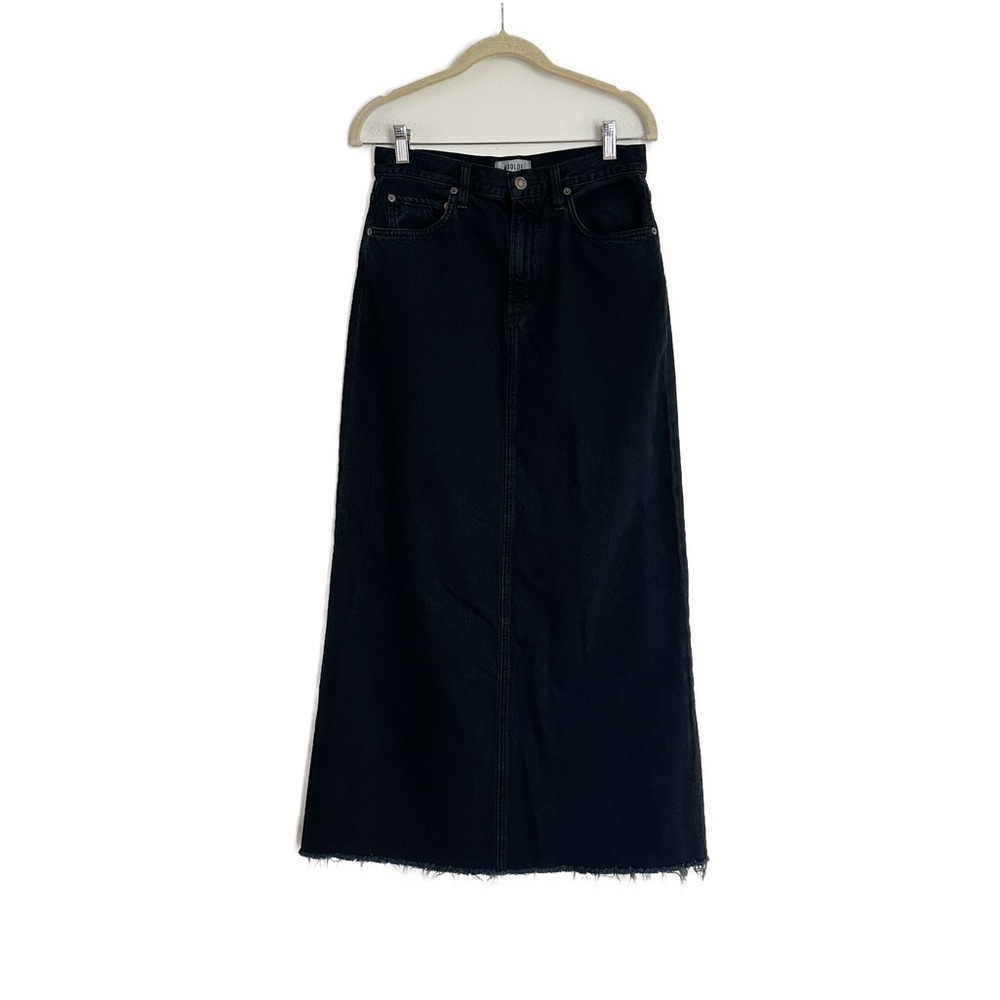 AGOLDE Hilla Black Denim Maxi Skirt Size 26 - Picture 4 of 5